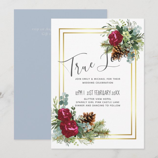 Boda de invierno Rosas de Borgoña Eucalyptus (Anverso / Reverso)