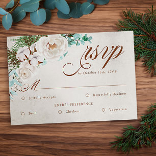 Boda de Invierno RSVP de Rosa Blanca con opciones
