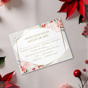 Boda de invierno Tarjeta de cierre RSVP dorada