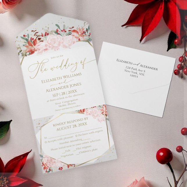 Boda De Invierno Todo En Una Invitación Dorada (Subido por el creador)