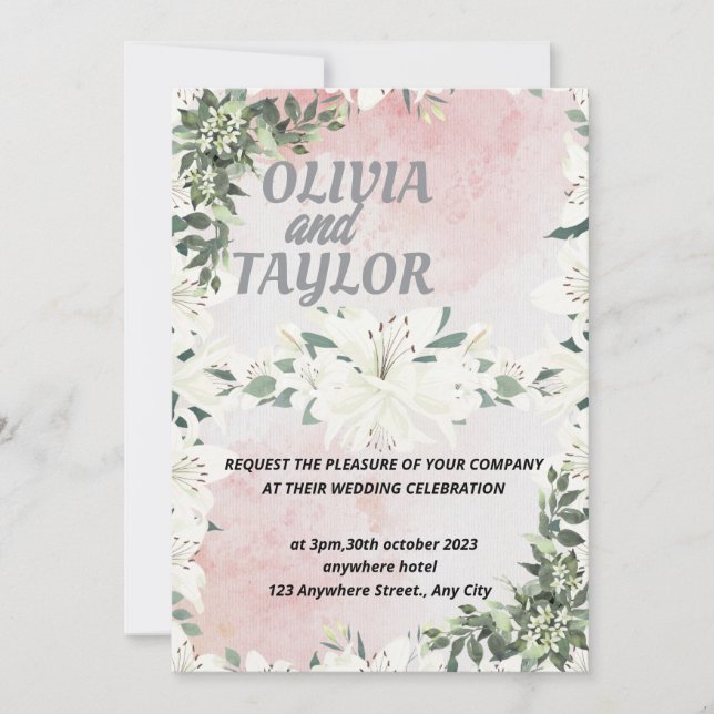 Boda de invitación a guión corto (Anverso)