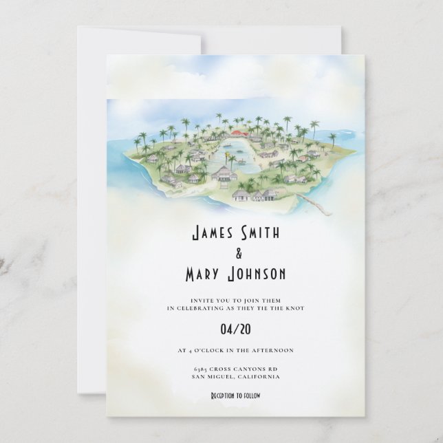 Boda de Invitación a la Boda de la Isla de Fiji (Anverso)