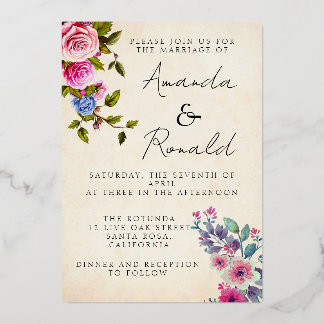 boda de invitación a Relieve metalizado