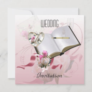 Boda de invitación Anillos florales rosados