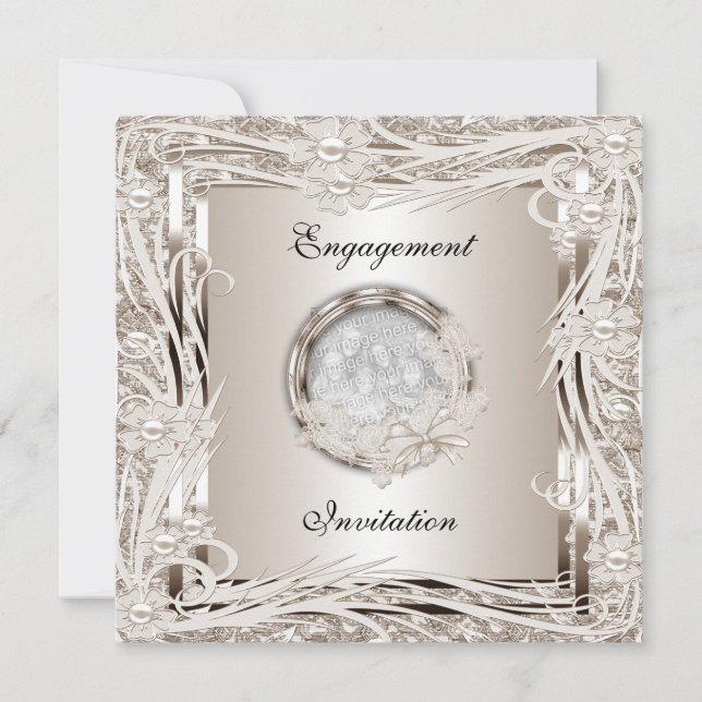 Boda de invitación Compromiso con marco floral Sep (Anverso)