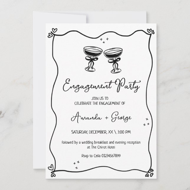 Boda de Invitación de compromiso manuscrito (Anverso)