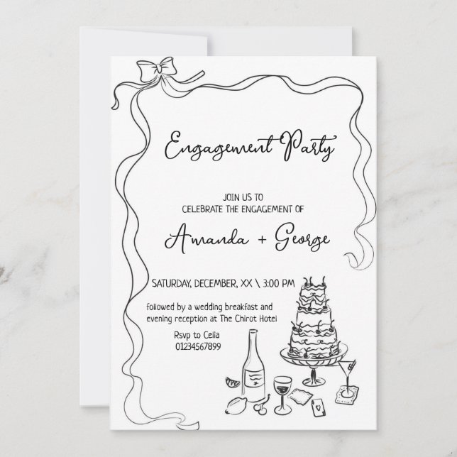 boda de Invitación de compromiso manuscrito de mod (Anverso)