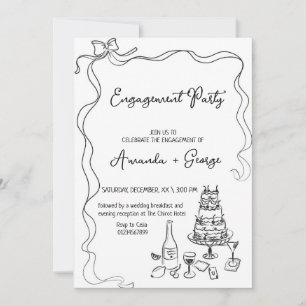 boda de Invitación de compromiso manuscrito de mod