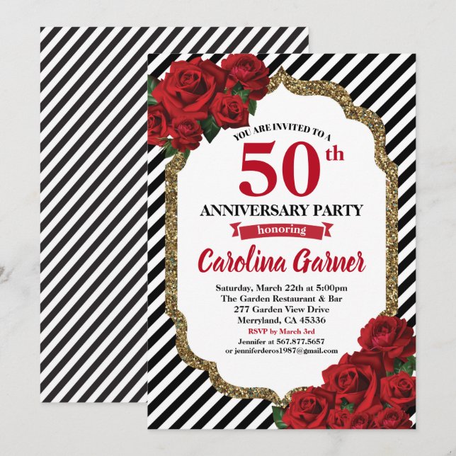 Boda de invitación de la fiesta por el 50 aniversa (Anverso / Reverso)