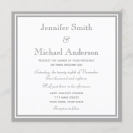 Boda de invitaciones de color gris pálido
