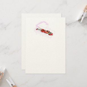 Boda de invitaciones : Violin de piano con un Rosa