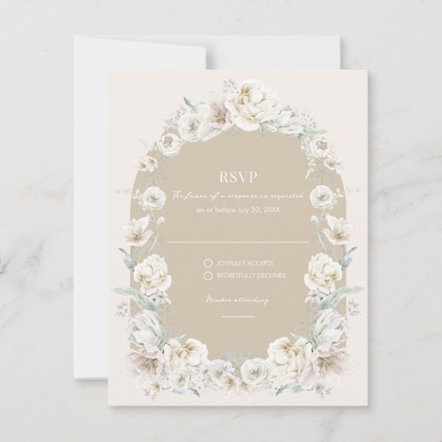 Boda de jardín floral de oro RSVP (Anverso)