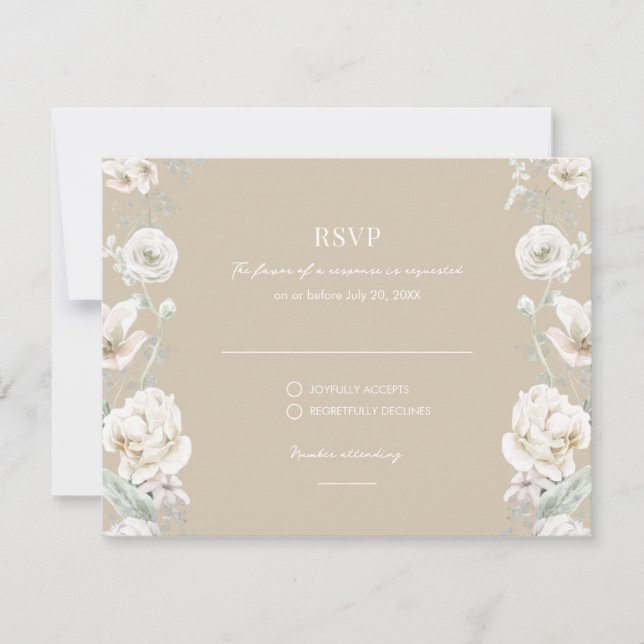 Boda de jardín floral de oro RSVP (Anverso)