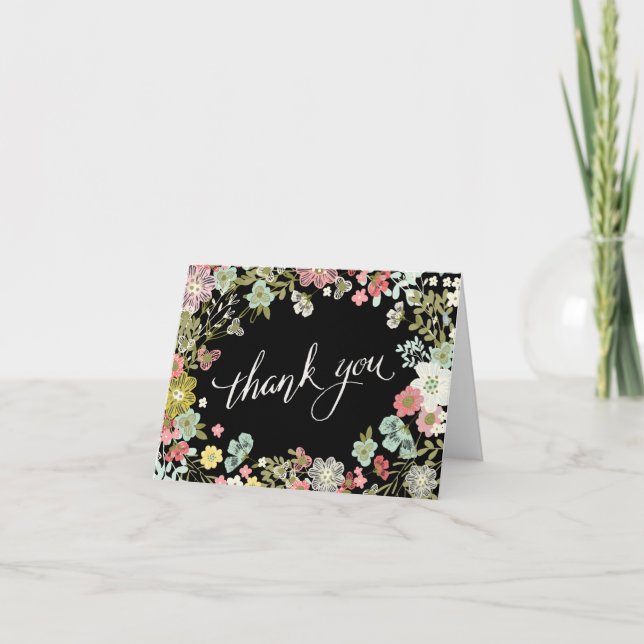 Boda de jardín floral Gracias Cartas de Nota (Anverso)