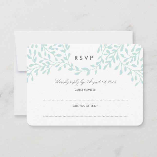 Boda de jardín secreta RSVP - Mint (Anverso)