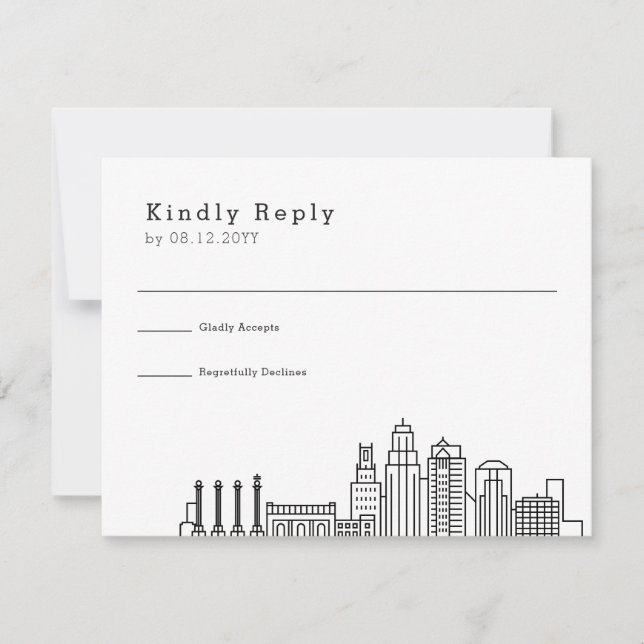 Boda de Kansas City | RSVP estilizada de líneas aé (Anverso)