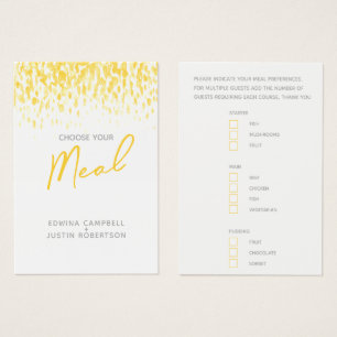 Boda de la comida elección de las tarjetas de resp