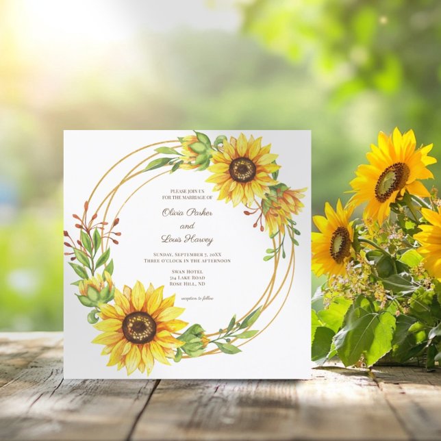 Boda de la corona dorada del anillo del girasol (Subido por el creador)