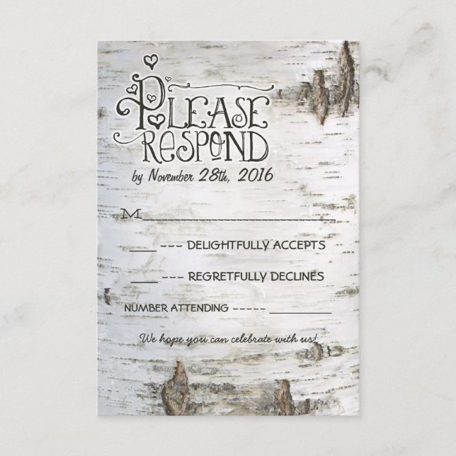 boda de la corteza de abedul RSVP (Anverso)