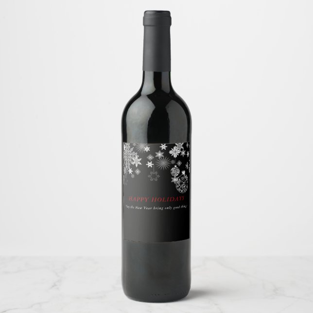 Boda de la etiqueta del vino blanco negro, Navidad (Anverso)