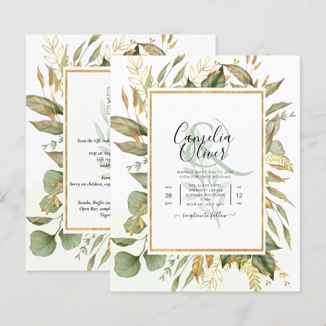 BODA de la hoja de oro todo en 1 del presupuesto (Anverso / Reverso)