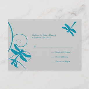 Boda de la libélula azul de Plata y Aqua RSVP