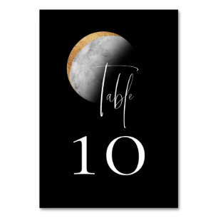 Boda de la luna dorada número de mesa negra