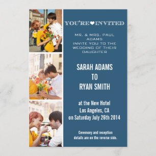 Boda de la Marina Cute Heart Tres Invitaciones Fot
