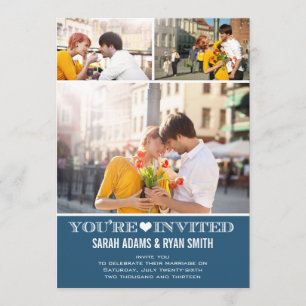 Boda de la Marina Cute Heart Tres Invitaciones Fot