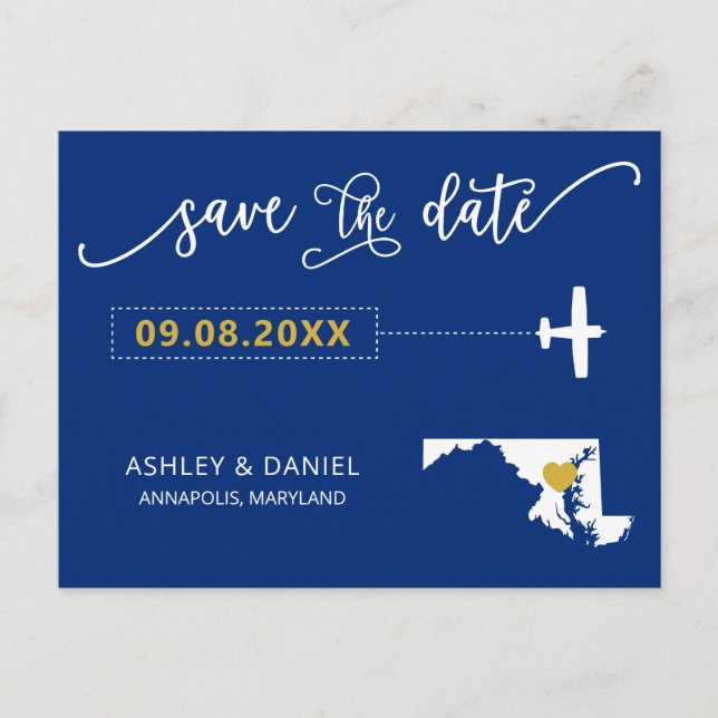 Boda de la Marina en Maryland Salva la tarjeta pos (Anverso)