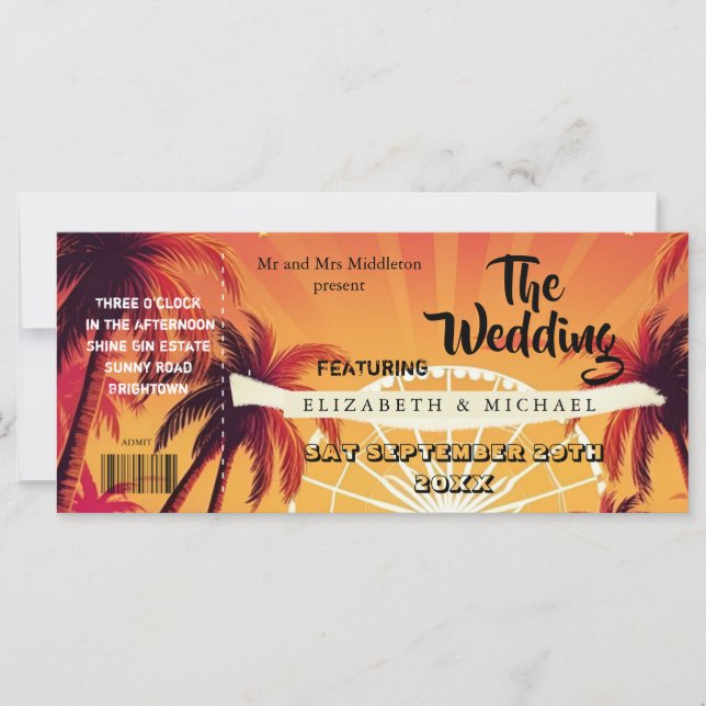 Boda de la Palm Wedfest del Festival de Ticket (Anverso)
