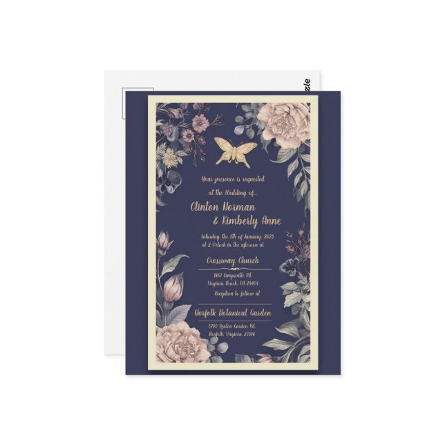 Boda de la Polilla, Rosa y Cardo Tarjeta Postal II (Anverso/Reverso In Situ)