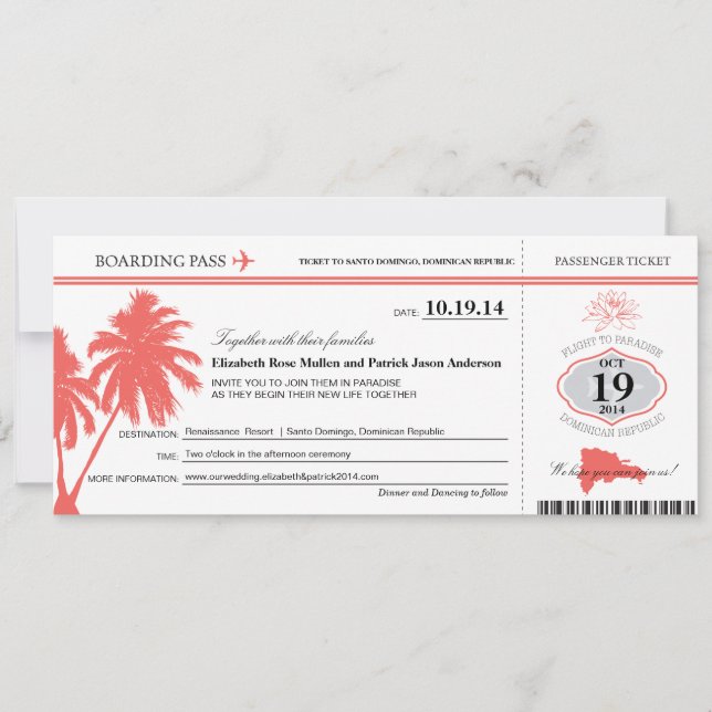 Boda de la República Dominicana con tarjeta de emb (Anverso)
