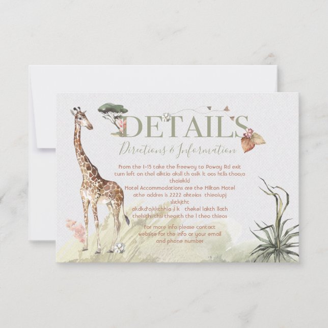 Boda de la selva tropical Detalles y tarjeta de in (Anverso)
