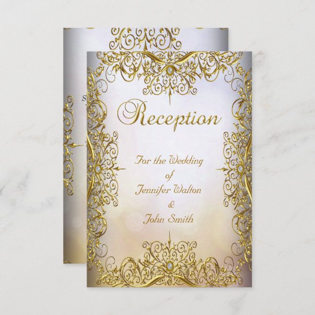 Boda de la tarjeta de recepción Elegante Elite Oro (Anverso / Reverso)