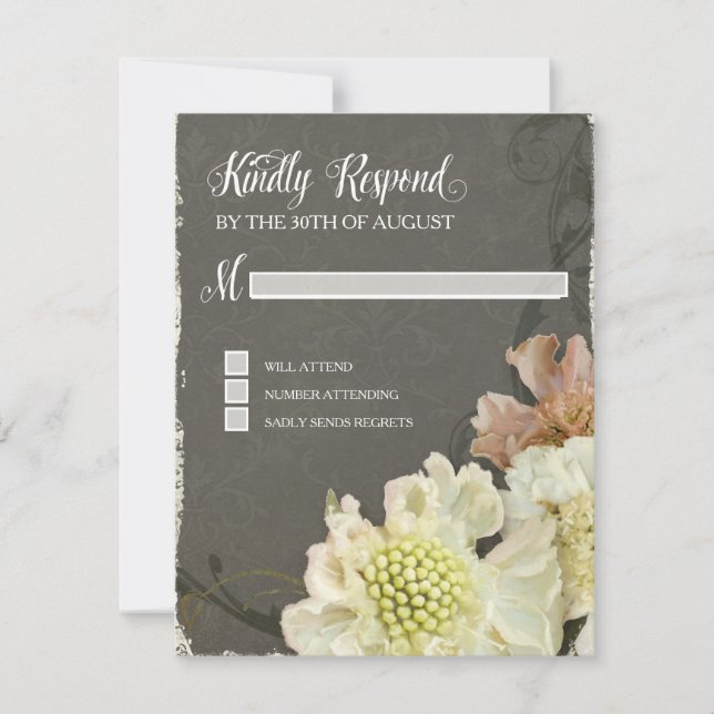 Boda de la tarjeta de respuesta arte floral modern (Anverso)