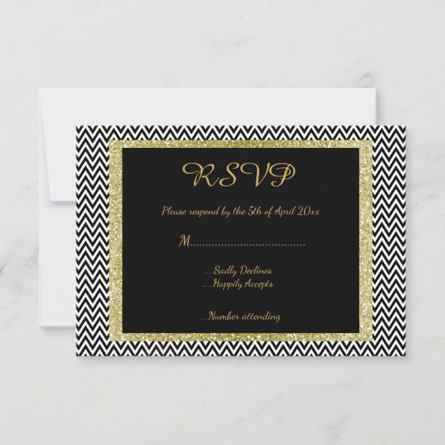 Boda de la tarjeta de respuesta rsvp de chevron bl (Anverso)