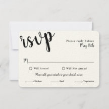 Boda de la tarjeta RSVP con selecciones de MEAL