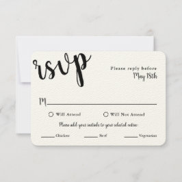 Boda de la tarjeta RSVP con selecciones de MEAL
