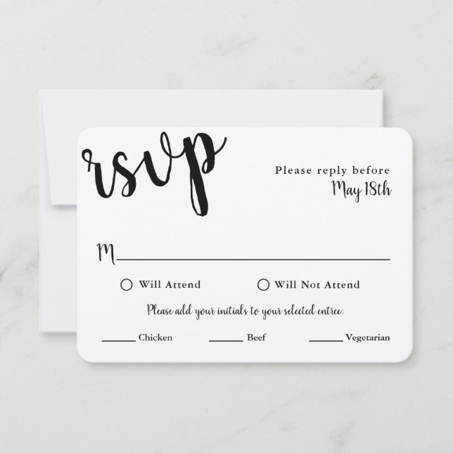 Boda de la tarjeta RSVP con selecciones de MEAL (Anverso)