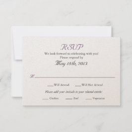 Boda de la tarjeta RSVP con selecciones Entree