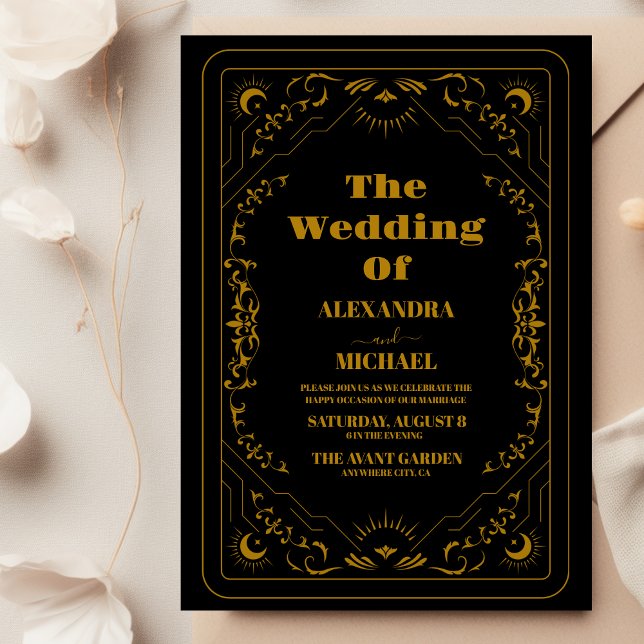 Boda de la Tarjeta Tarot Elegante Gótica de Oro (Subido por el creador)