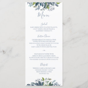 Boda de la vegetación pintada Menus Dusty Blue
