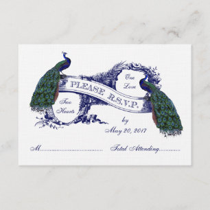 Boda de la Vintage de la Marina Blue Peacocks RSVP