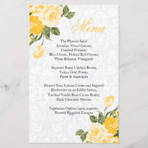 Boda de las flores amarillas doradas - Menú