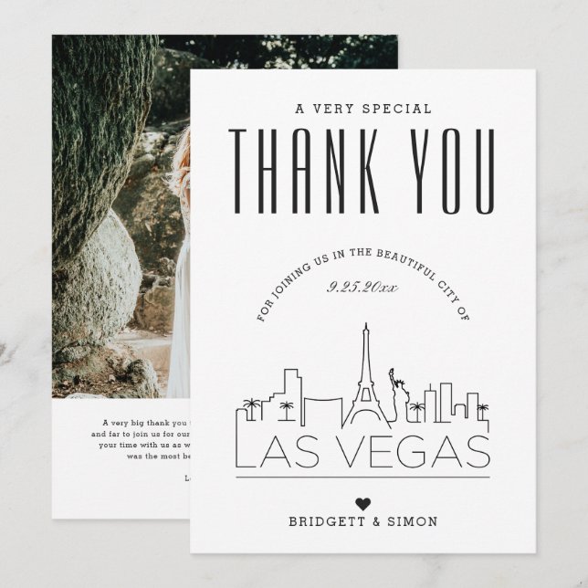 Boda de Las Vegas | Gracias + Tarjeta fotográfica (Anverso / Reverso)