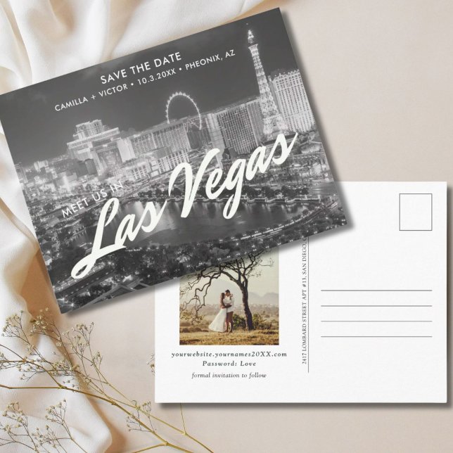 Boda de Las Vegas Guardar la tarjeta postal de fec (Las Vegas Wedding Save the Date Postcard
)