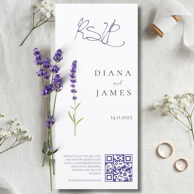 Boda de lavanda elegante código QR RSVP (Stylish Lavender Wedding RSVP QR code)