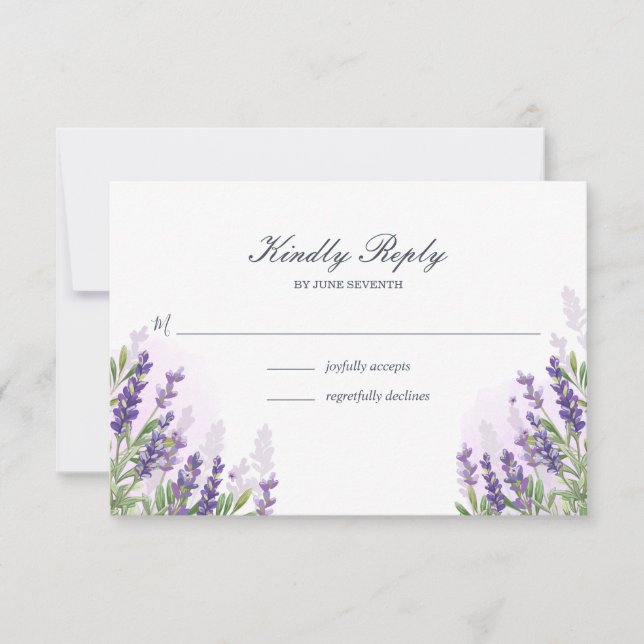 Boda de Lavender Tarjeta RSVP Floral Rusa Purple (Anverso)