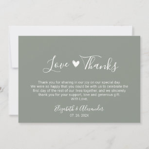 Boda de Letra de Amor y Agradecimiento Verde Sage